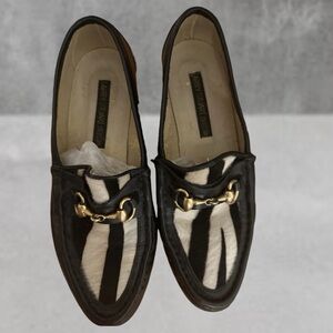 Leather Loafers Larry Stuart Collection Size 7.5 Made in Italy Zebra